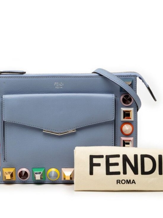Fendi Crossbody Shoulder Bag Blue Leather - Picture 7 of 7